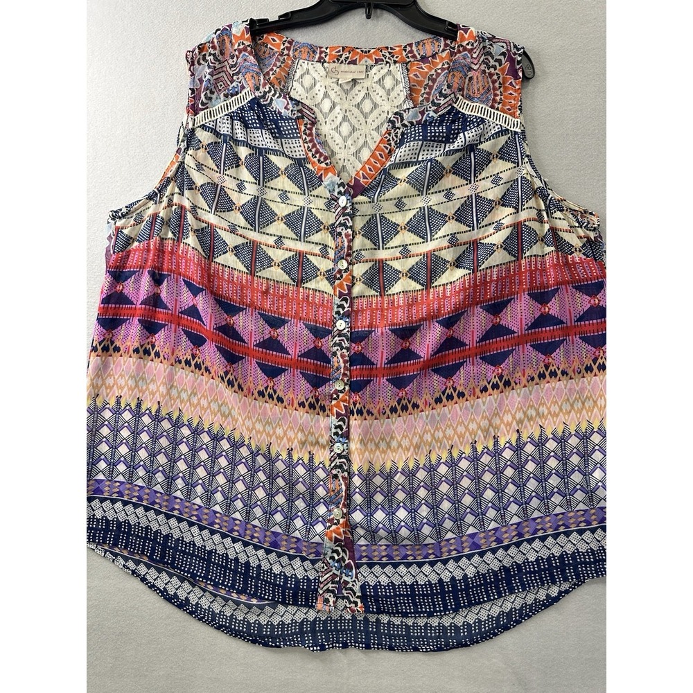db Established 1962 Geometric multi Print Sleeveless Tunic Top Women's Size 3XL